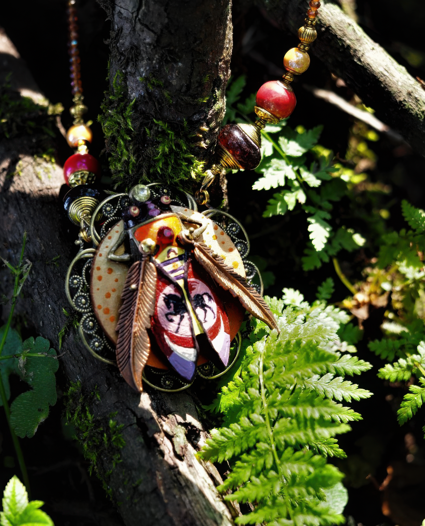 NECKLACE PEGASUS Statement Handmade Beetle Necklace for Women