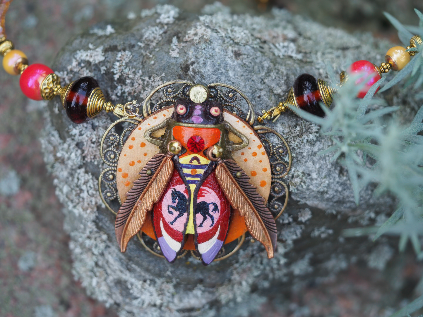 NECKLACE PEGASUS Statement Handmade Beetle Necklace for Women