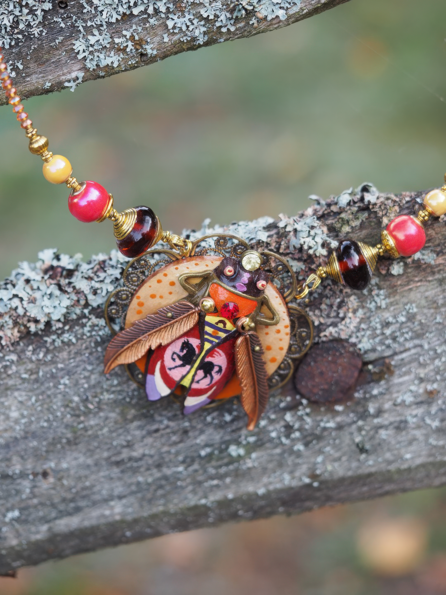 NECKLACE PEGASUS Statement Handmade Beetle Necklace for Women