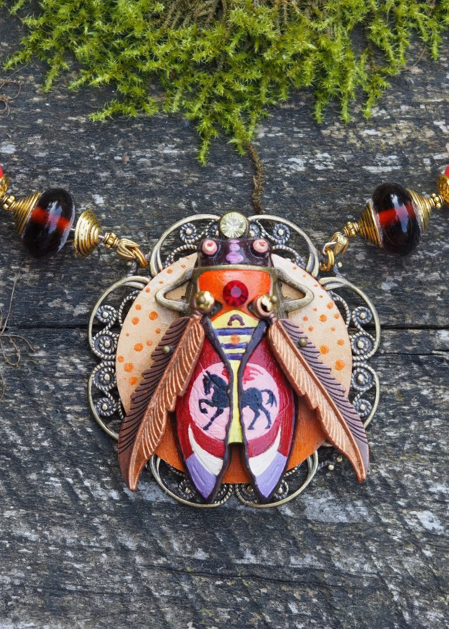 NECKLACE PEGASUS Statement Handmade Beetle Necklace for Women