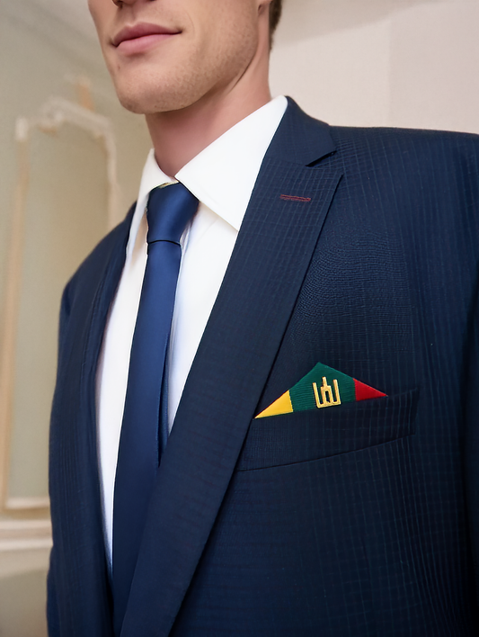 Lithuanian Tricolor Pocket Square with “Columns of Gediminas” Pin