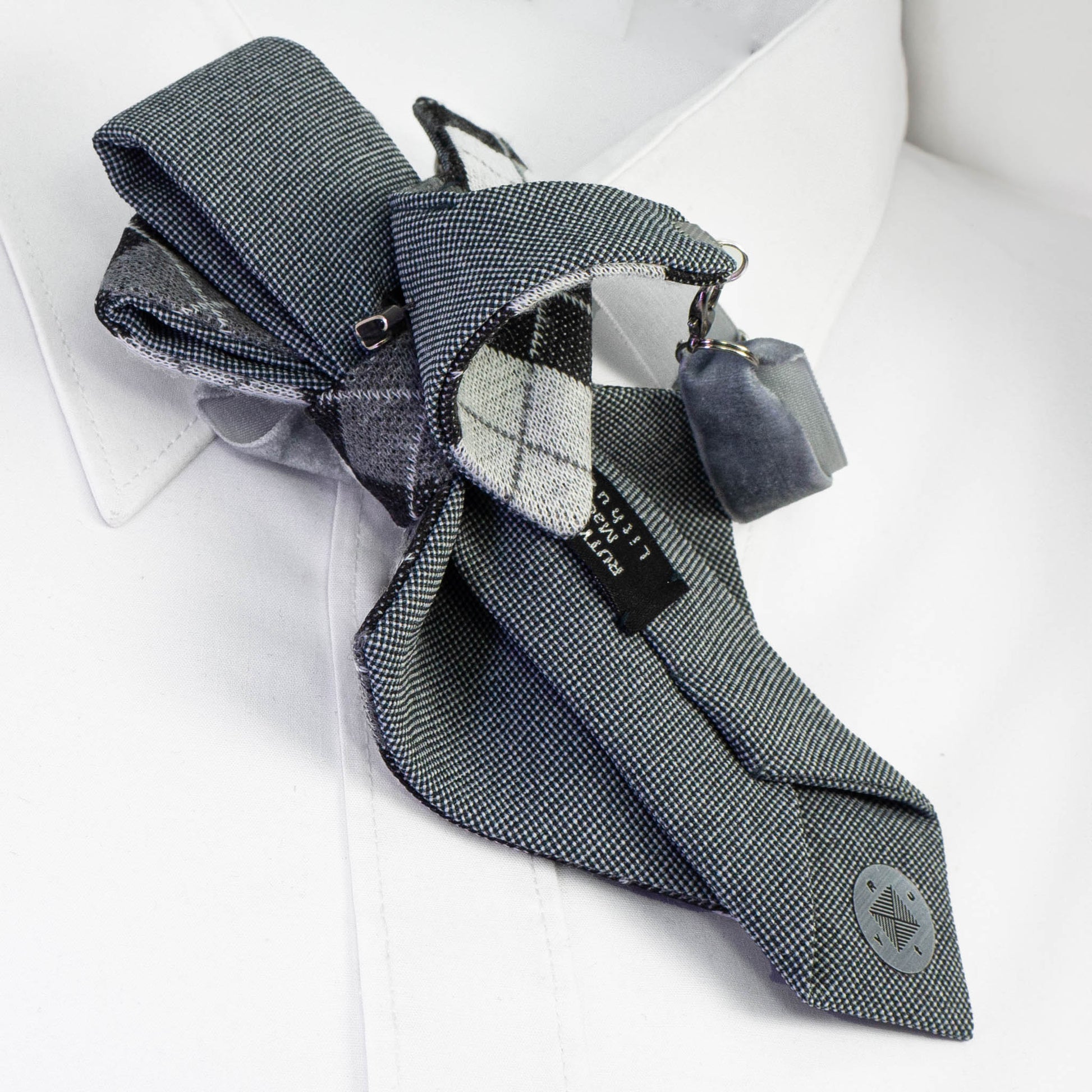 Women's necktie Handmade necktie Premium quality tie Original design tie Black and white necktie Monochrome tie Unique women's accessory Artisan neckwear Designer women's tie Stylish neck accessory Fashionable women's accessory Elegant necktie Contemporary design tie Handcrafted women's tie Custom-made neckwear