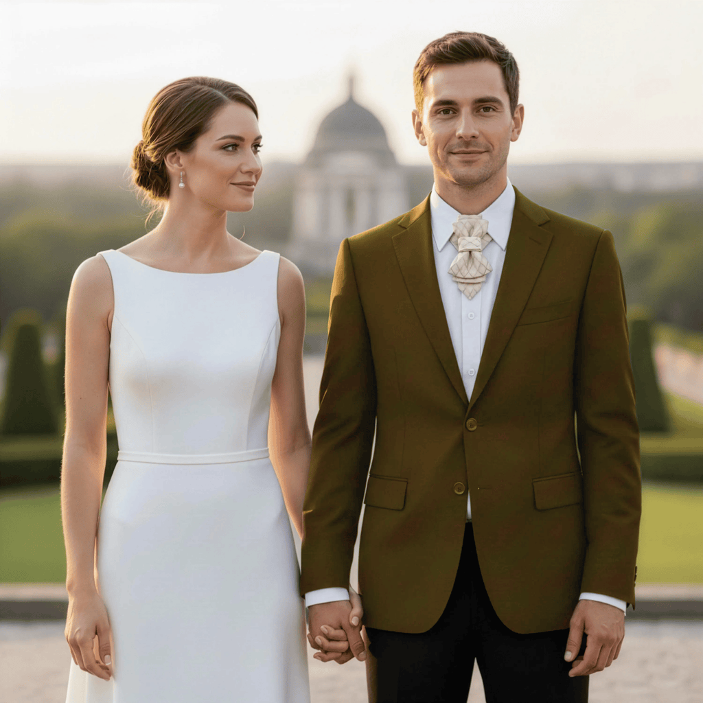 A close-up of a luxurious, handmade wedding tie with an original, intricate design and perfect quality, ideal for special occasions. It features a unique pattern and texture, showcasing superior craftsmanship.