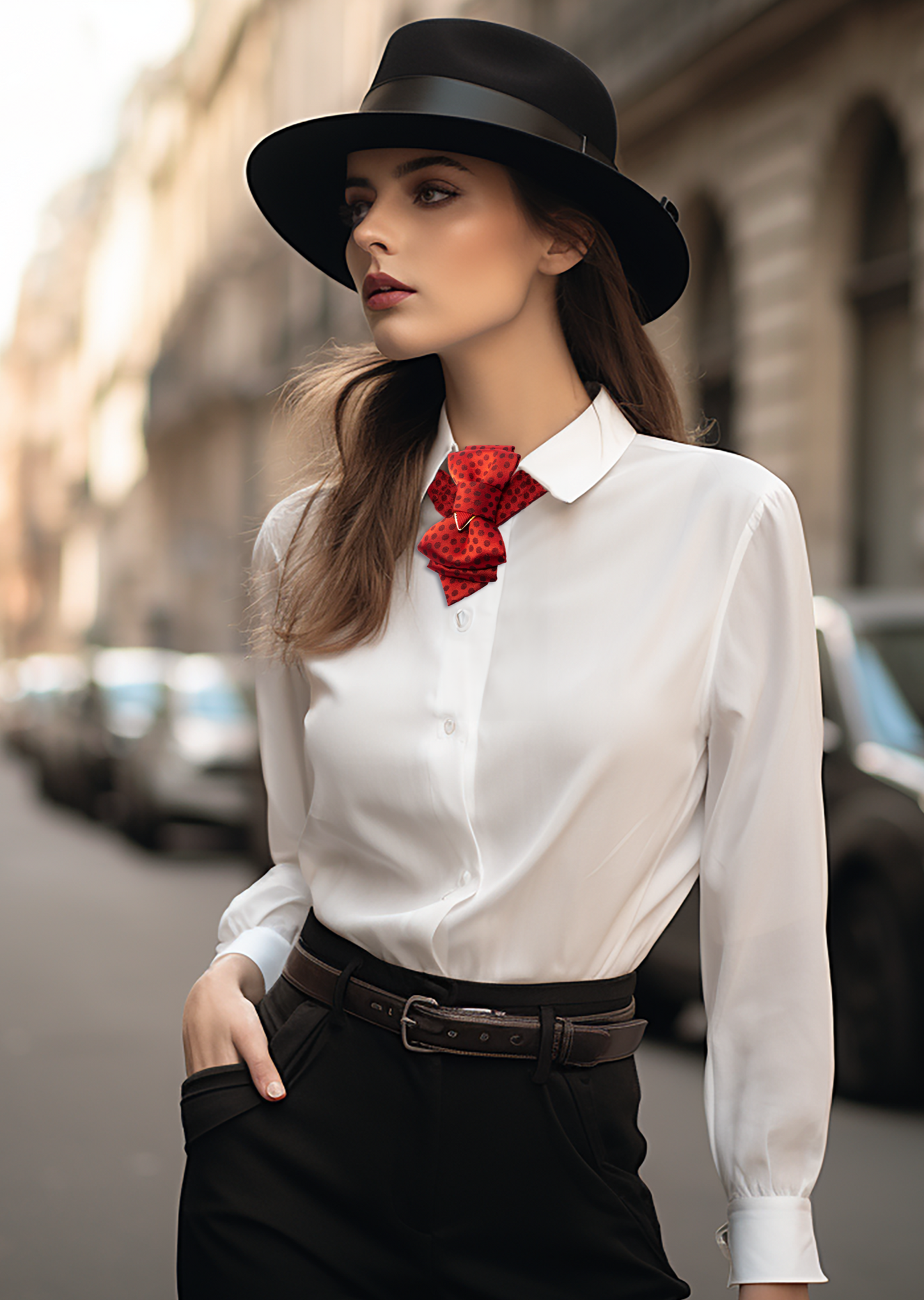 RED Bow tie for women, hopper tie for women, Ruty Design tie, Vertical bow tie, hand-made tie, gift for stylish women, Wedding Bow Ties & Neckties