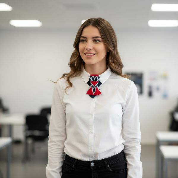 pre-tied unisex neck accessory, neutral linen tie, white decorative pattern tie, handmade tie from Lithuania, elegant cotton blend necktie, designer tie Rūta Piekurienė, unique formal fashion accessory, earthy toned tie, textured fabric necktie, architectural style tie, modern linen neckwear, hopper style ornament tie, men’s and women’s wedding tie, vintage inspired neutral tie