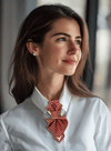 Female bow tie "Red Gothic", women's necktie,  red tie for lady, Red jabot necktie for women, Unique red Jabot, Luxury neck accessory stylish, Red checkered jabot neckwear for Women