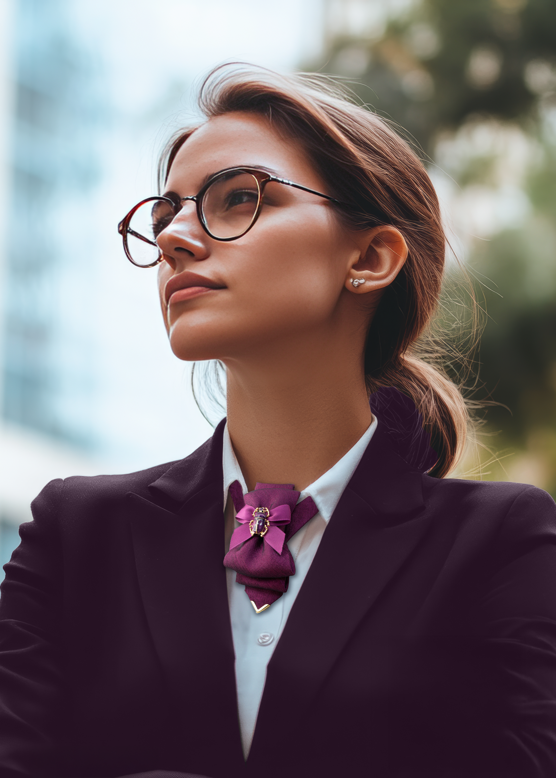 Bow tie for women Purple stylish necktie for ladies Unique women's accessories, Artisan neckwear by Designer Rūta Piekurienė