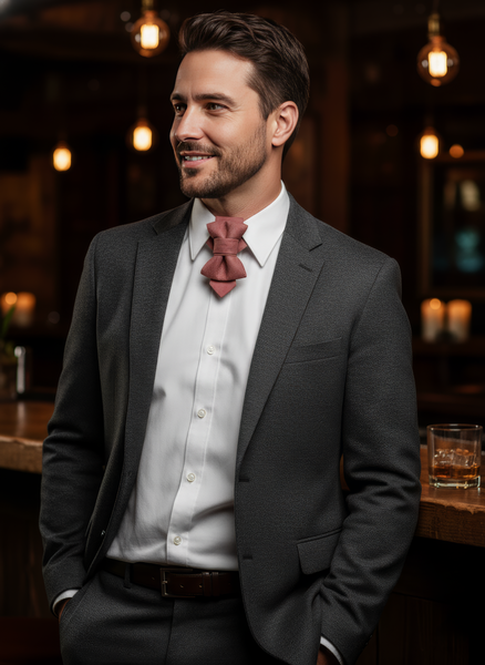 Red bow tie on a white shirt with a white background handmade pink wedding necktie, luxury artisan bow tie for groom, unique layered pink tie, elegant textured fabric necktie, modern unisex neckwear, herringbone woven linen tie, handmade men’s fashion accessory, luxury pink tie for special occasions, artistic formal necktie, handcrafted groom outfit accessory