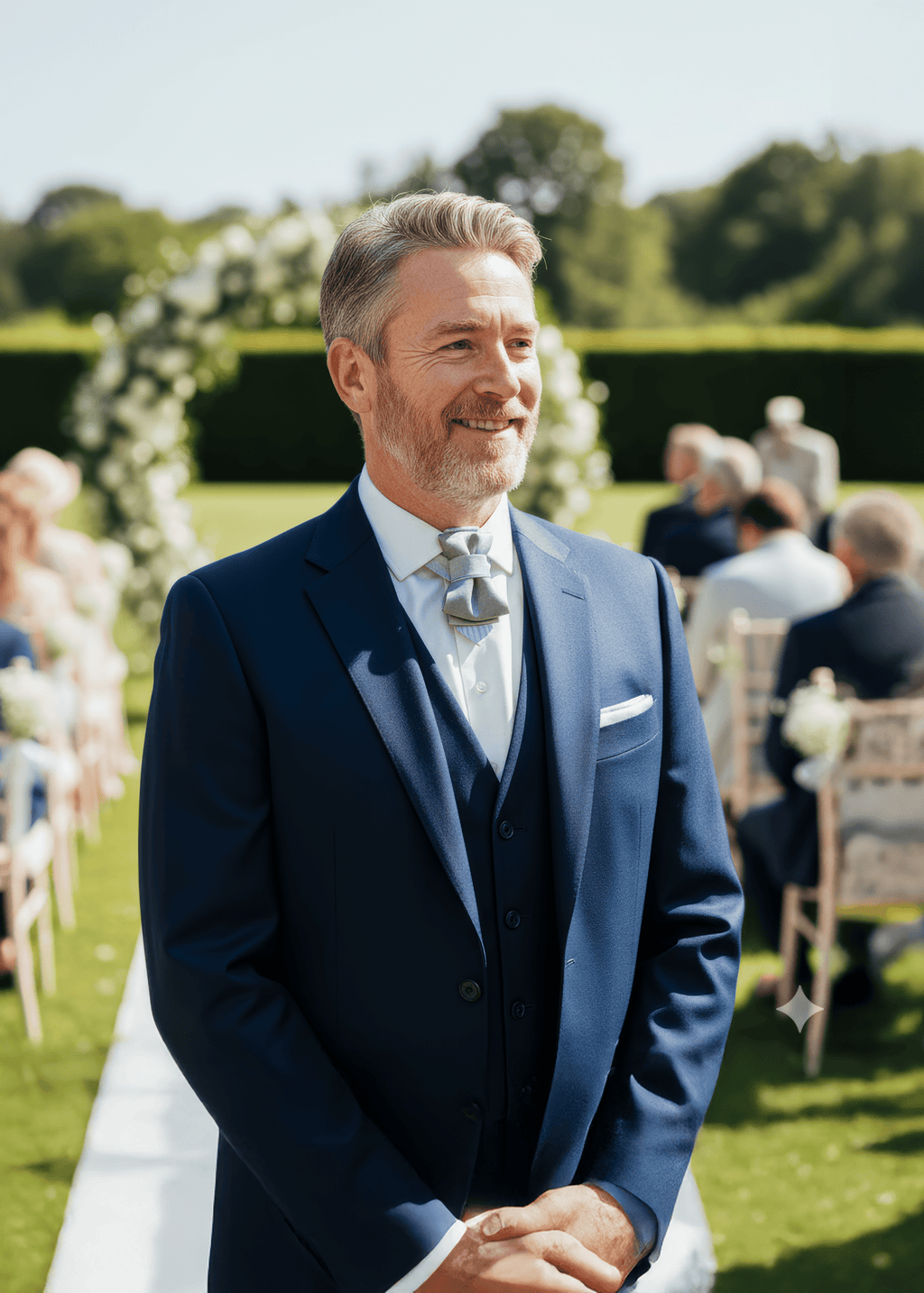 Man in a blue suit standing outdoors with greenery and people in the background Man in a blue suit standing outdoors with greenery and people in the background, Green unique bow tiwe, wedding necktie for men, BOW TIE HOPPER TIE wedding bow tie, unique neckties, fashion trends, star ties,  groom tie, wedding tie, men's ties, tie shop