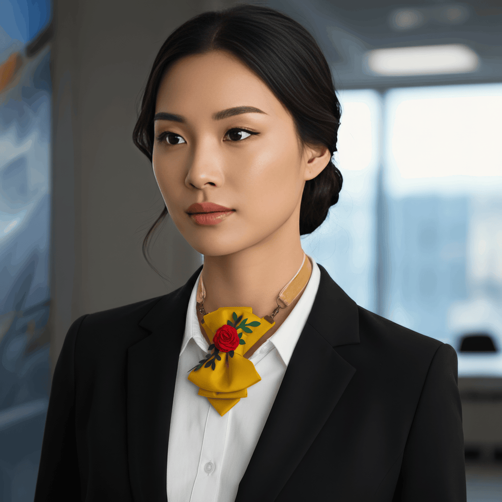 Yellow Statement Necktie for Women TIE BLOOM