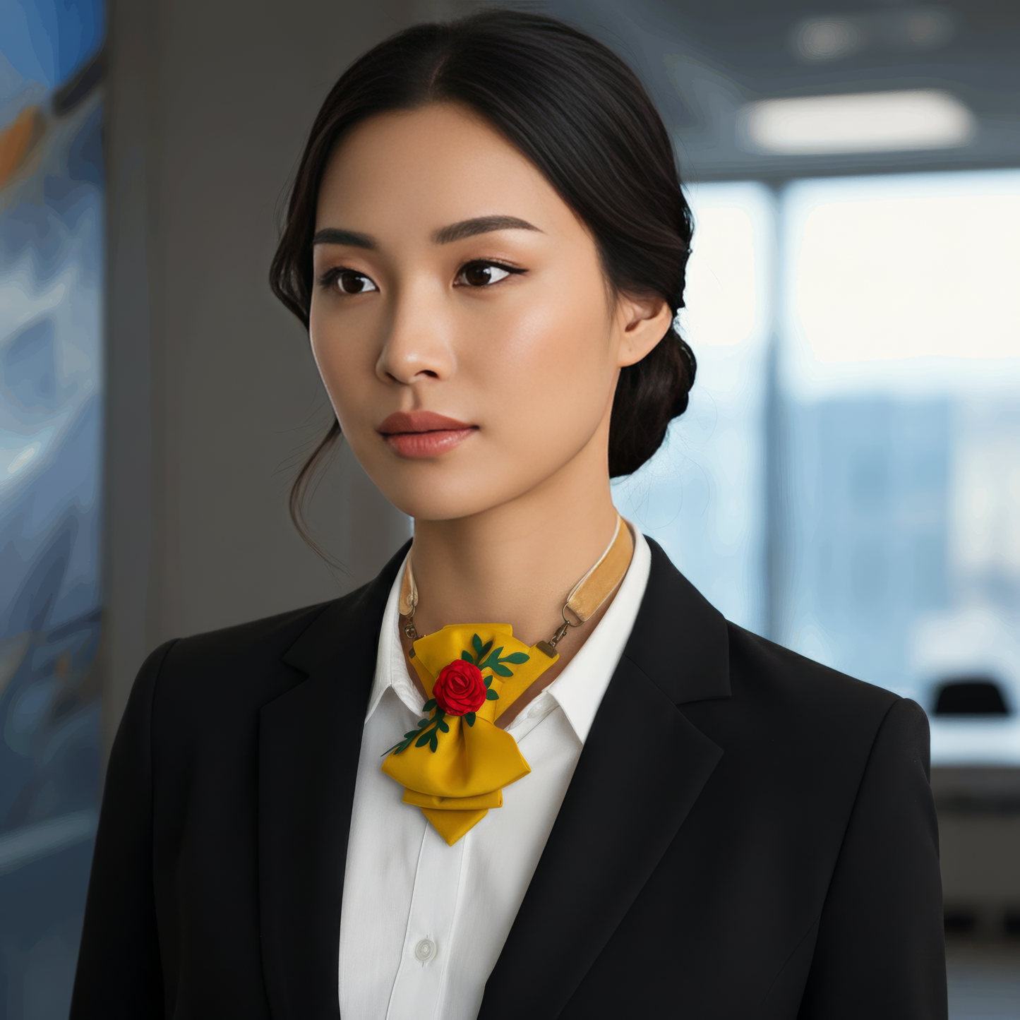 Yellow Statement Necktie for Women TIE BLOOM