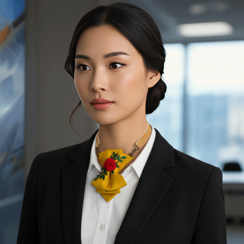 Yellow Statement Necktie for Women TIE BLOOM