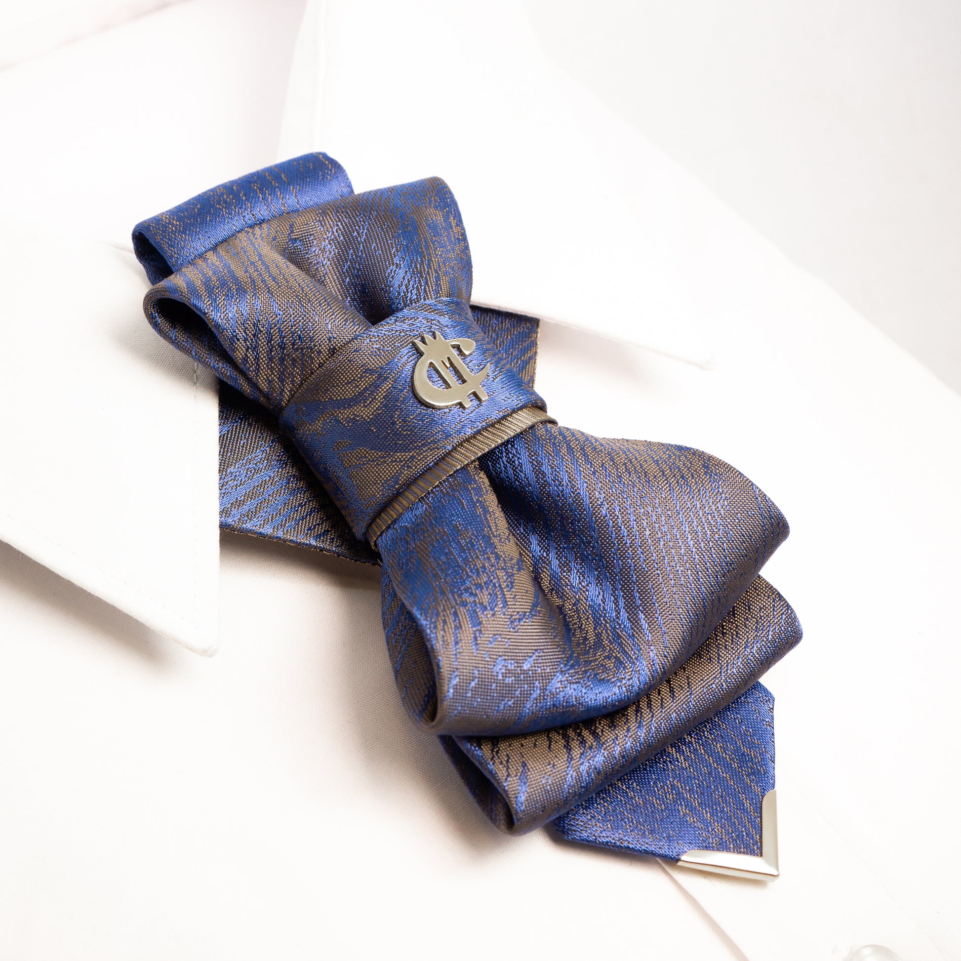 Unique blue bow tie, Wedding blue necktie, Hopper tie MKC