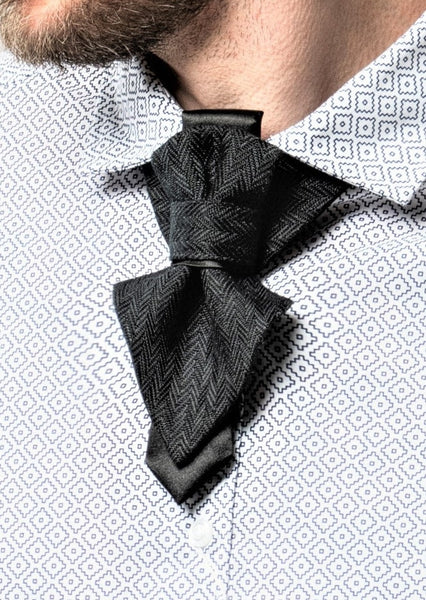 Unique black tie , Unique tie "Viktor" | Rutytie.com  https://www.rutytie.com/products/unique-tie-viktor  Unique tie "Viktor" - an elegant, yet slightly austere accent will bring out your masculine side. Black color beutifuly frames and highlights facial features.