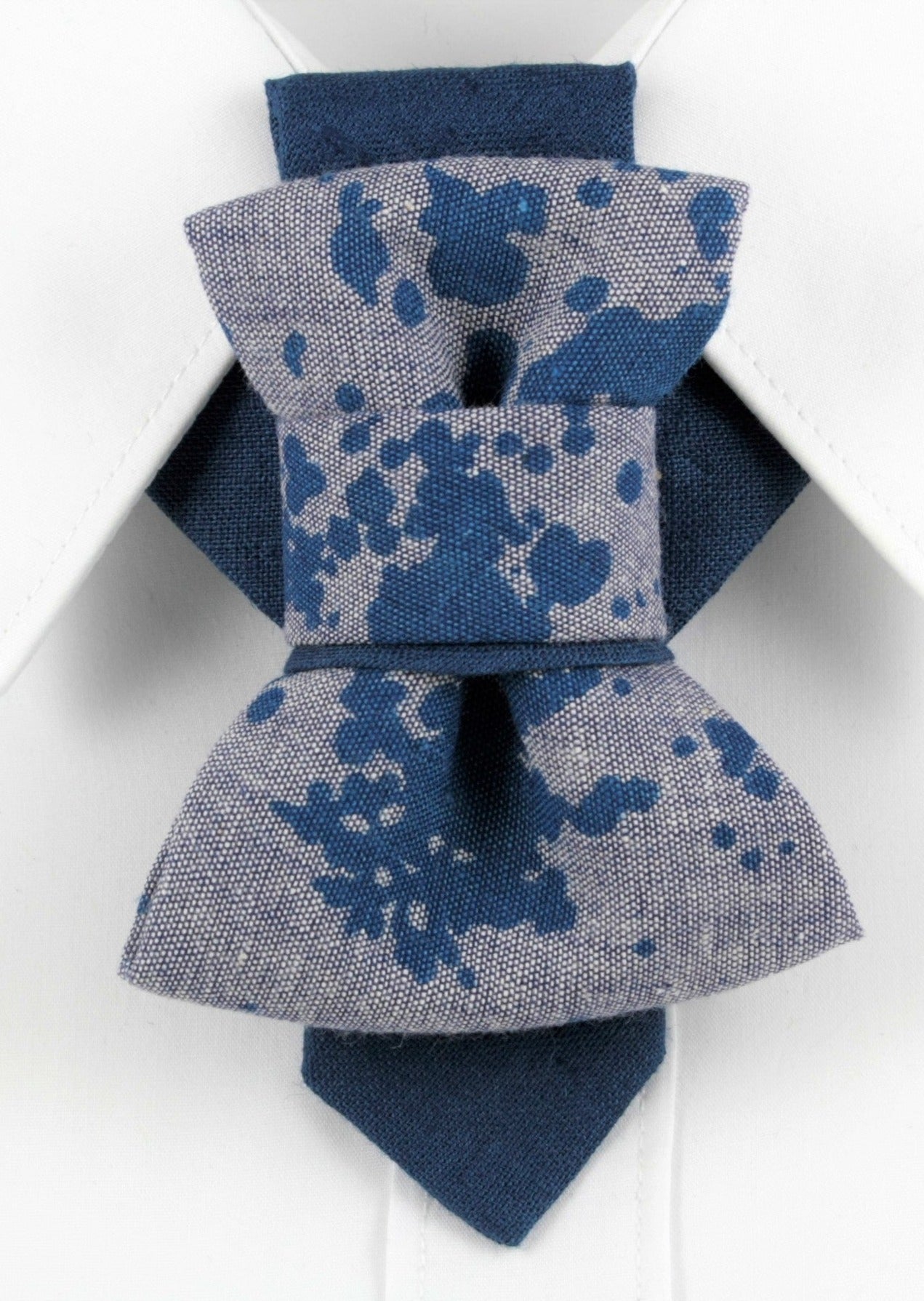 Wedding tie for men, Blue linen bow tie, Unique Linen tie  