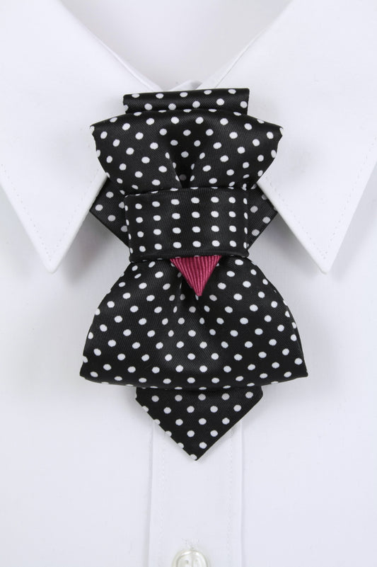 HOPPER TIE WHITE DOT, Bow tie hopper tie, Ruty Design, Bow tie, Vertical hopper hand made a high-quality tie, black bow tie, Men's tie, Black hopper tie, HOPPER TIE WHITE DOT BOW TIE
