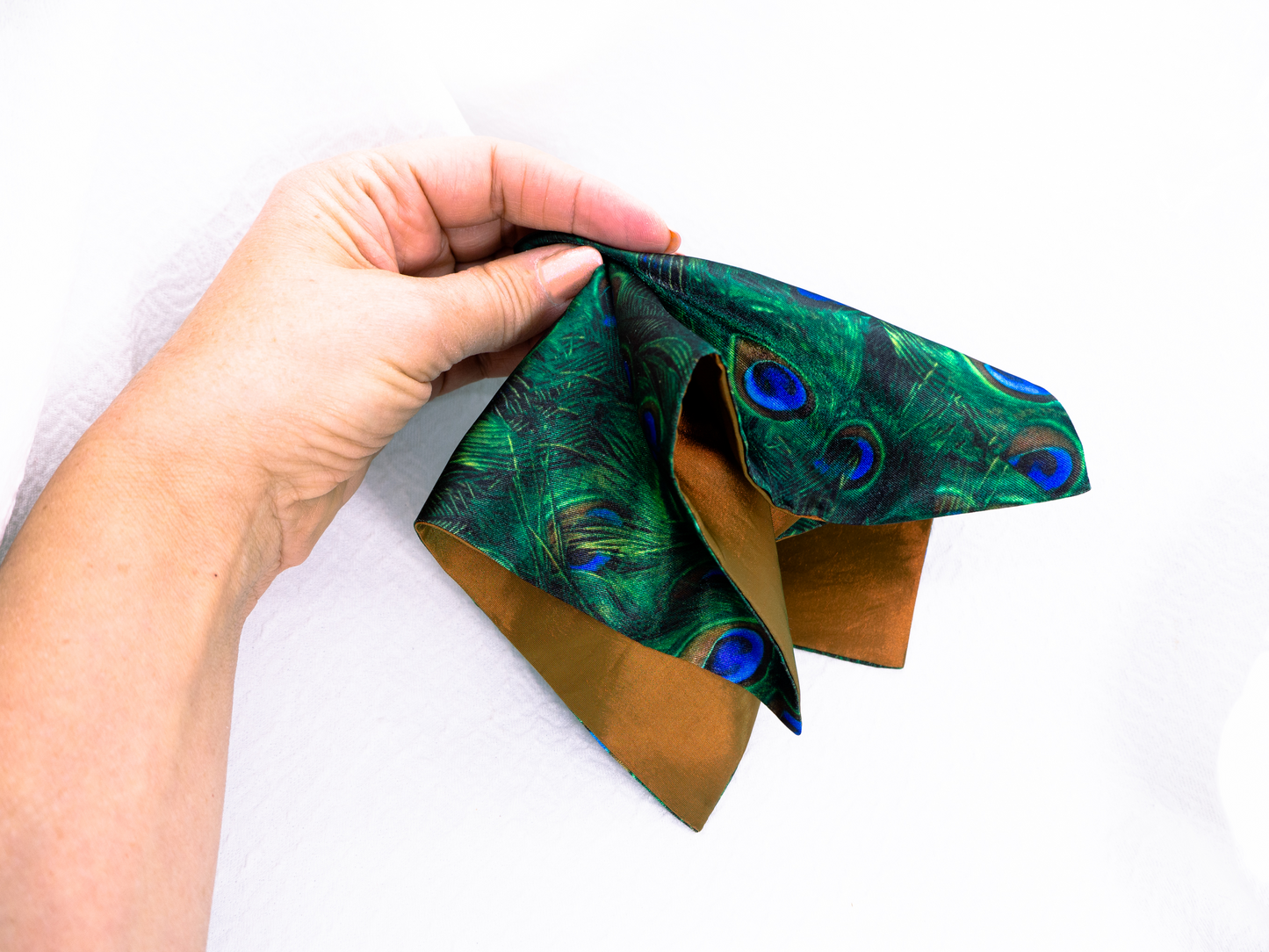 Pocket square "Peacock feather "