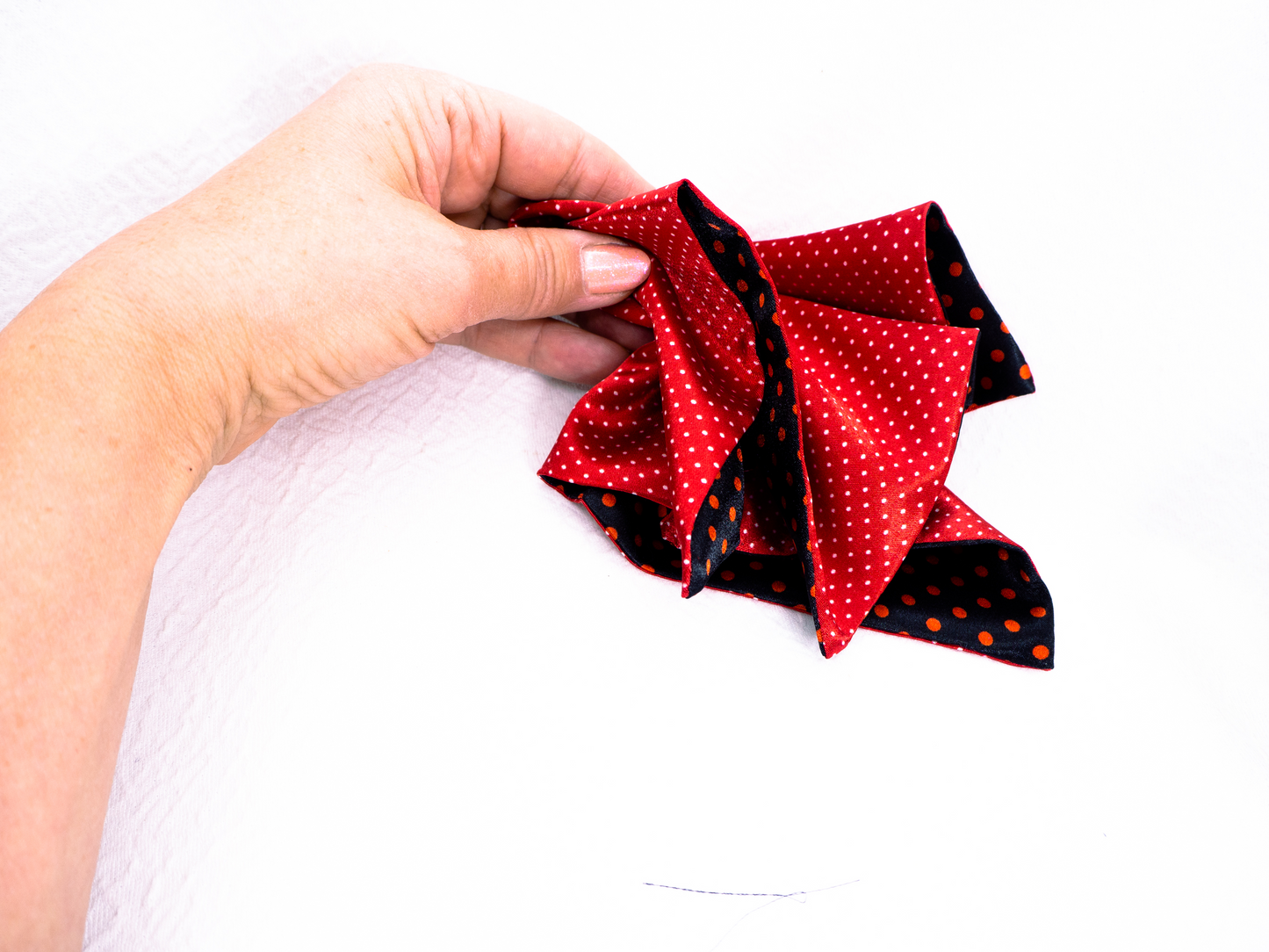Pocket square "Red and dotted"