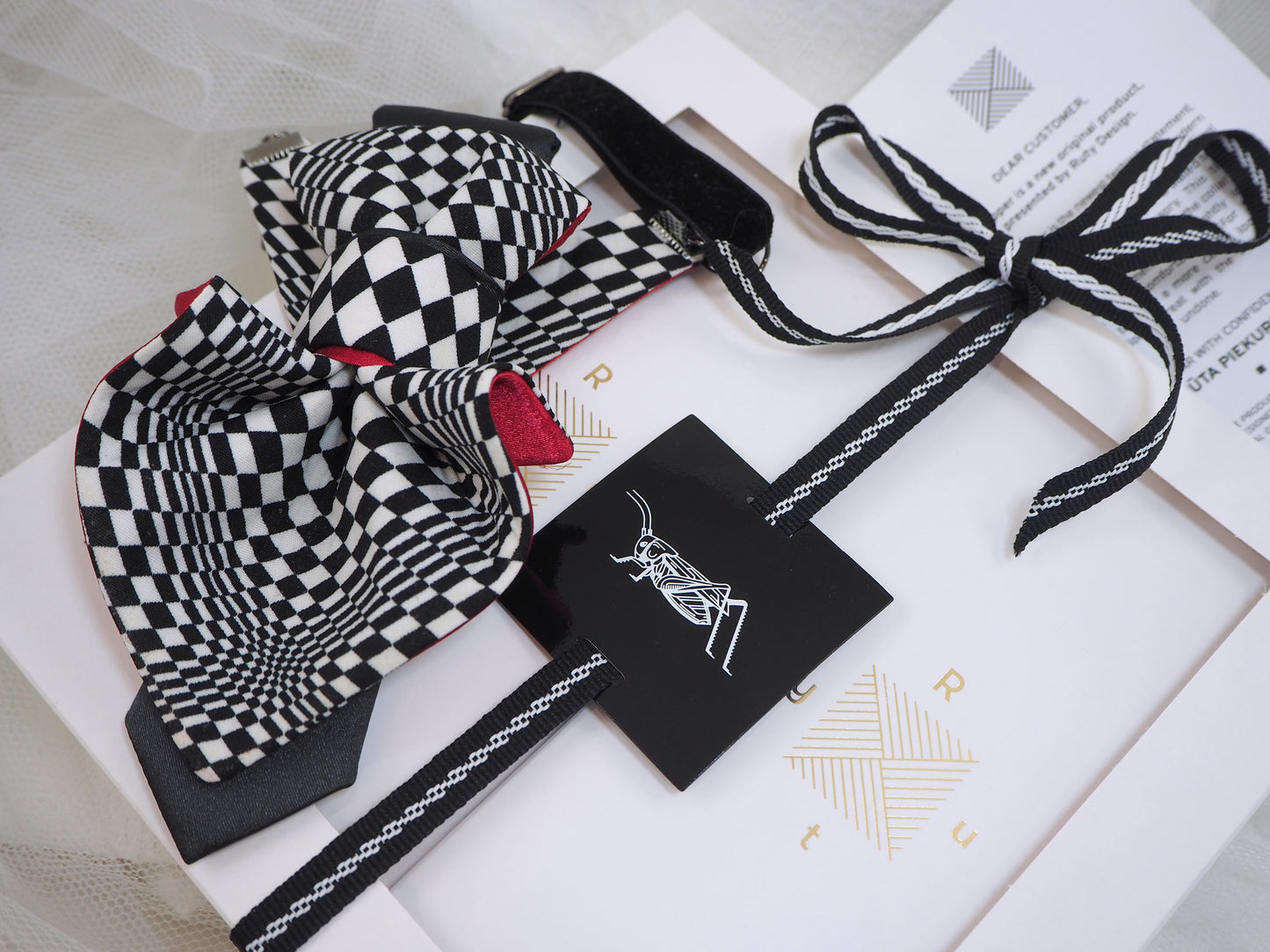 Handmade Hopper tie "Chess Jabot" for ladies