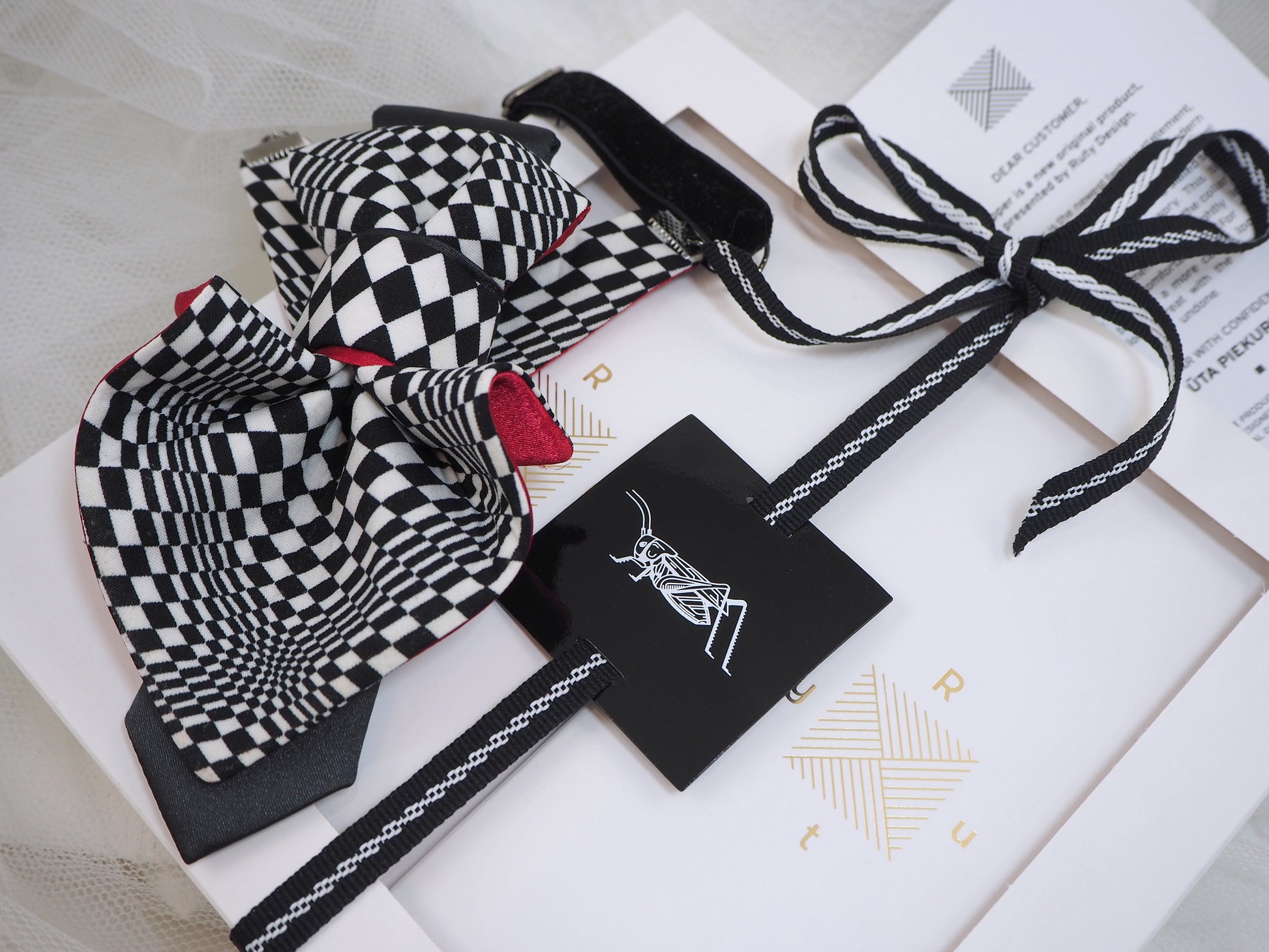 Handmade Hopper tie "Chess Jabot" for ladies