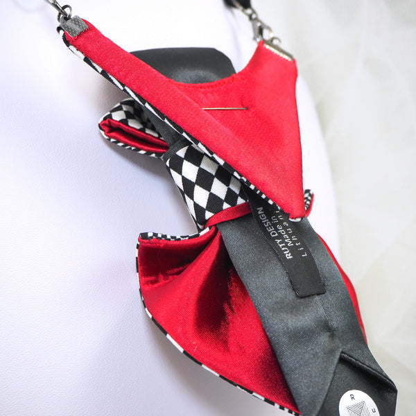 checkered women's tie with red details