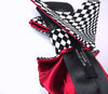 checkered black and white women's tie