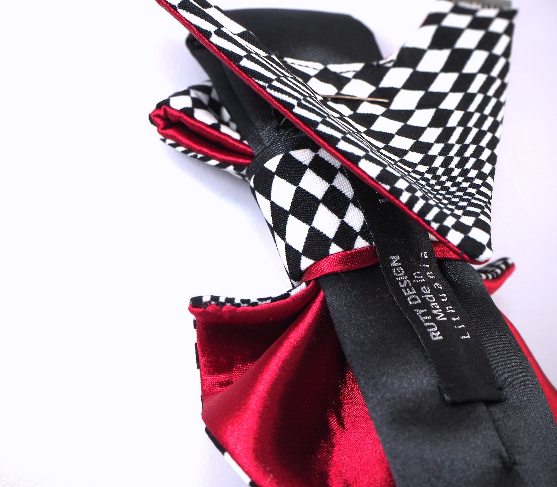 checkered black and white women's tie