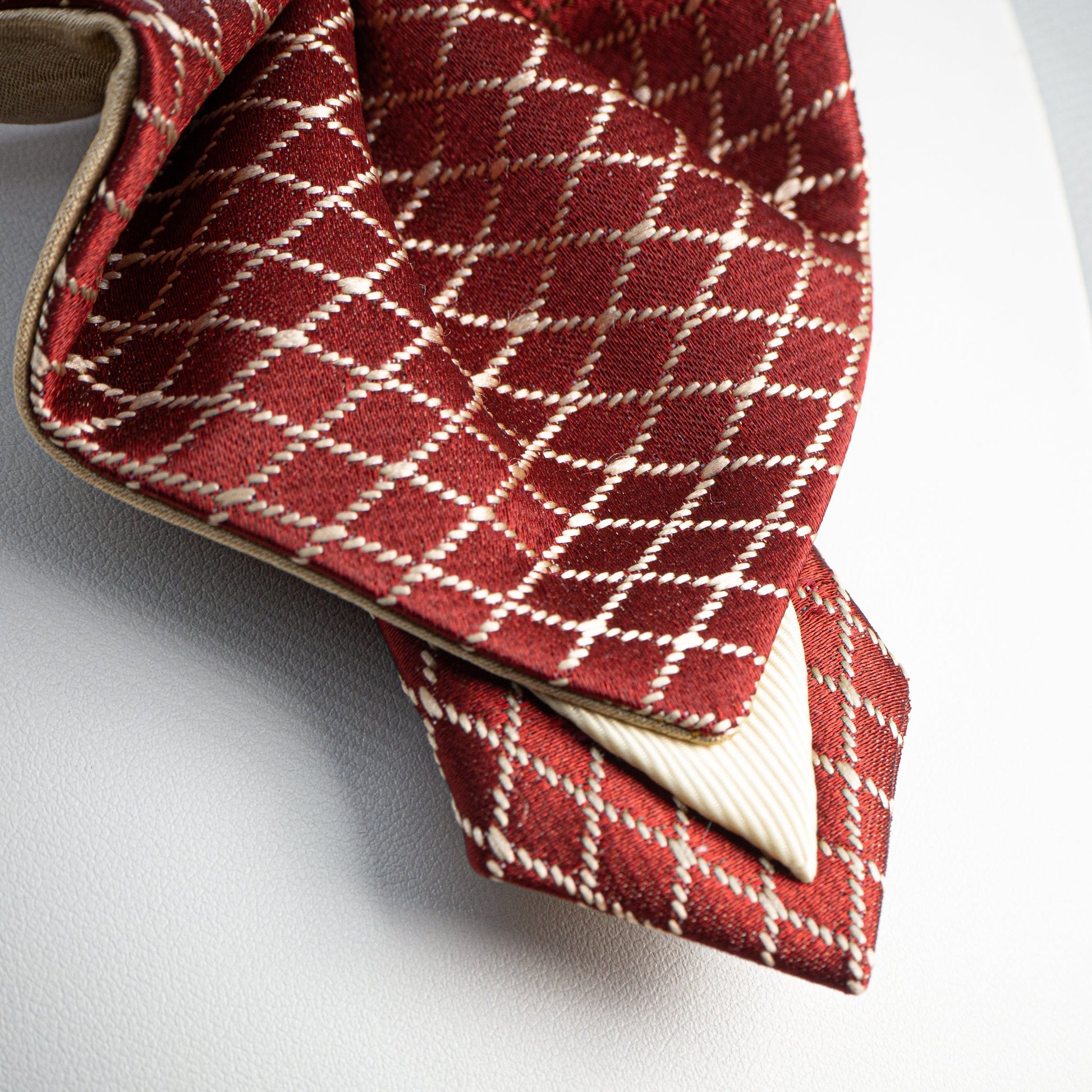 Female bow tie "Red Gothic", women's necktie,  red tie for lady close up view