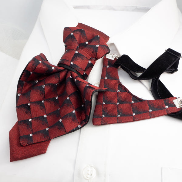 high quality Elegant women' bow tie  "Burgundy diamond"