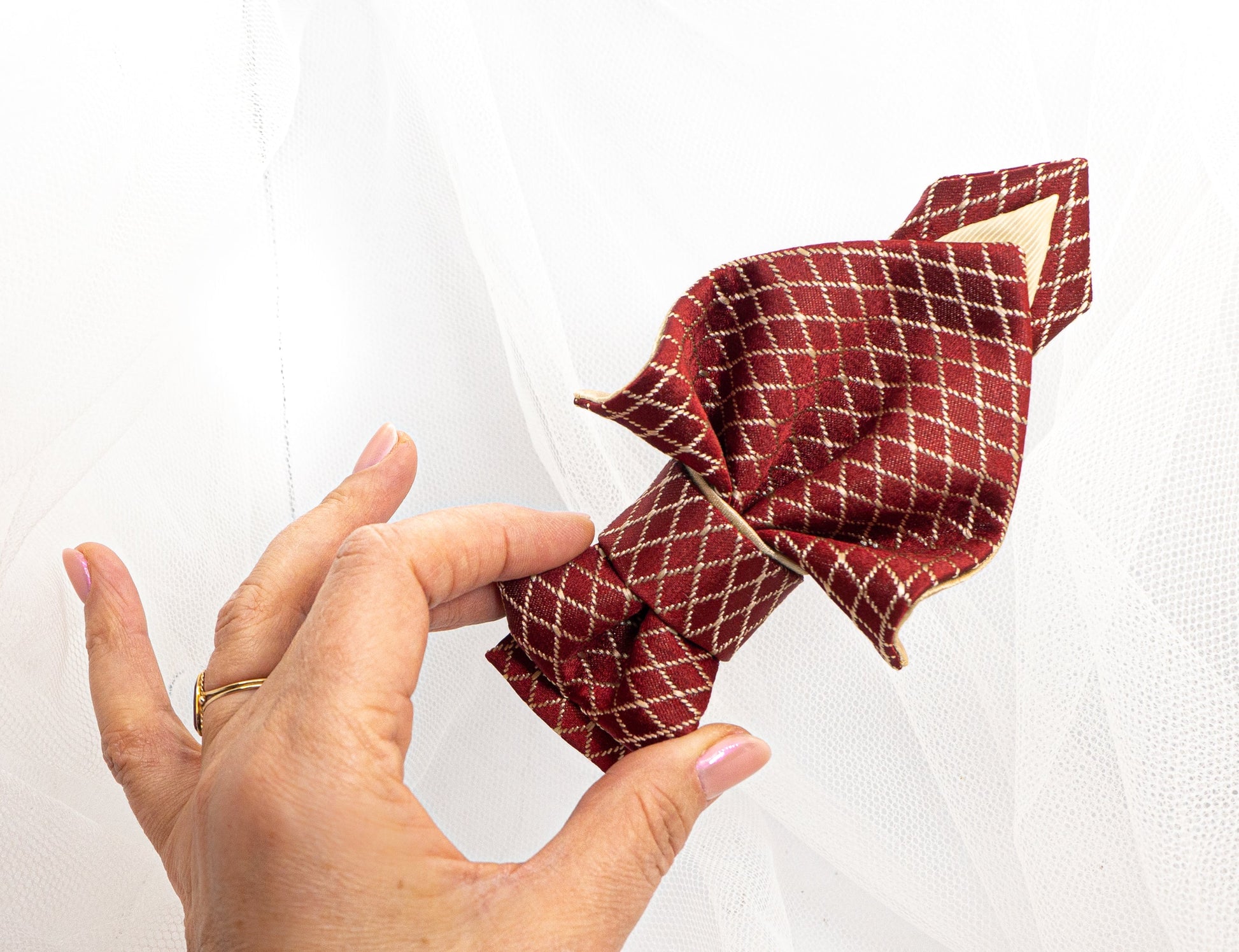 Female bow tie "Red Gothic", women's necktie,  red tie for lady 
