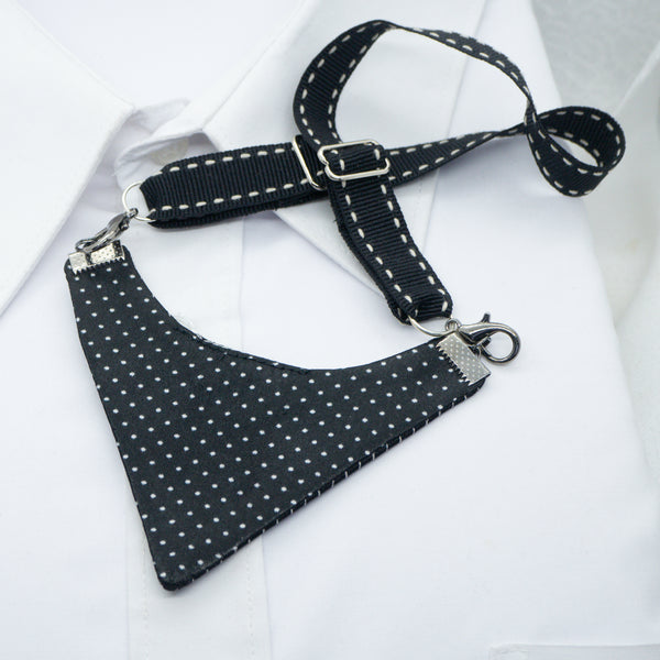 Black and white Womens necktie, black bow tie for women, femme neckwear