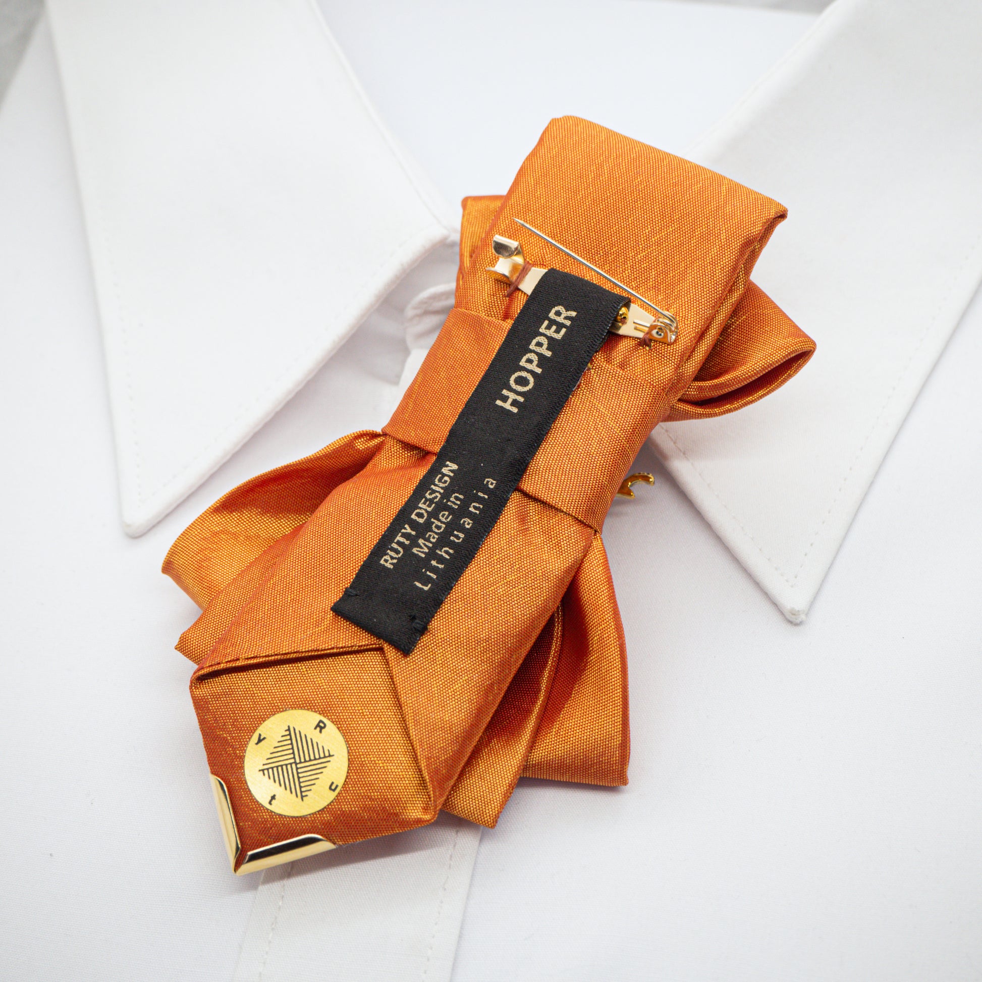 Hopper tie, Orange bow tie, Yellow bow tie, Summer neck accessory, Unique bow tie, Designer neckwear, Artistic bow tie, Unisex necktie, Statement tie, Gold insect bow tie, Pendant bow tie, Versatile bow tie, Fashion bow tie, RutyDesign tie, Orange dream tie, Lithuanian design tie, One of a kind tie, Handmade bow tie, Modern bow tie, Bold color tie, Elegant unisex accessory, Adjustable hoop tie, Orange fashion accessory