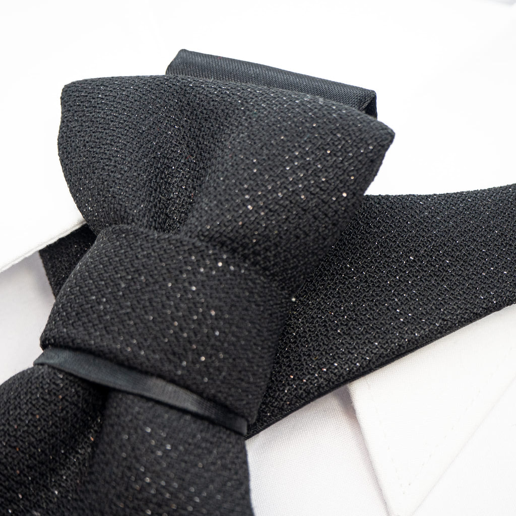 Black elegant bow tie, Wedding tie for groom, Black bowtie for wedding