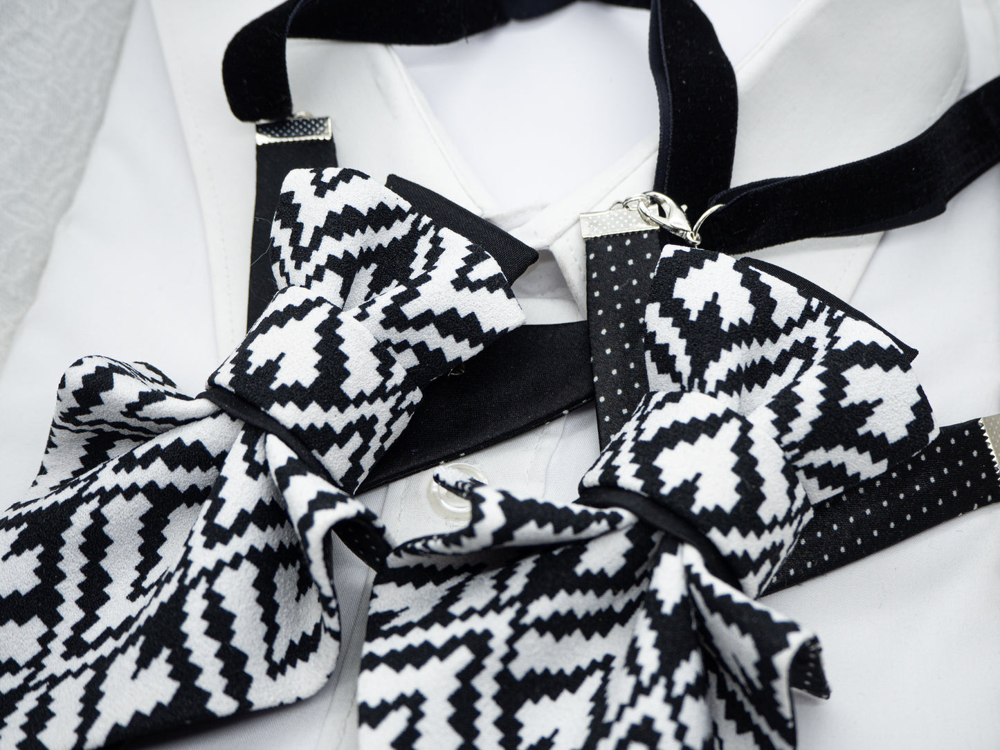 LADIES BOW TIE, Necktie for women, black and white tie for lady lack and white patterned fabric necklace, geometric design necktie, textile statement jewelry, modern neck accessory, unique fabric neckwear, monochrome patterned tie, fashion fabric necklace, handmade textile jewelry, bold geometric neckpiece, graphic pattern neck accessory, contemporary fabric design