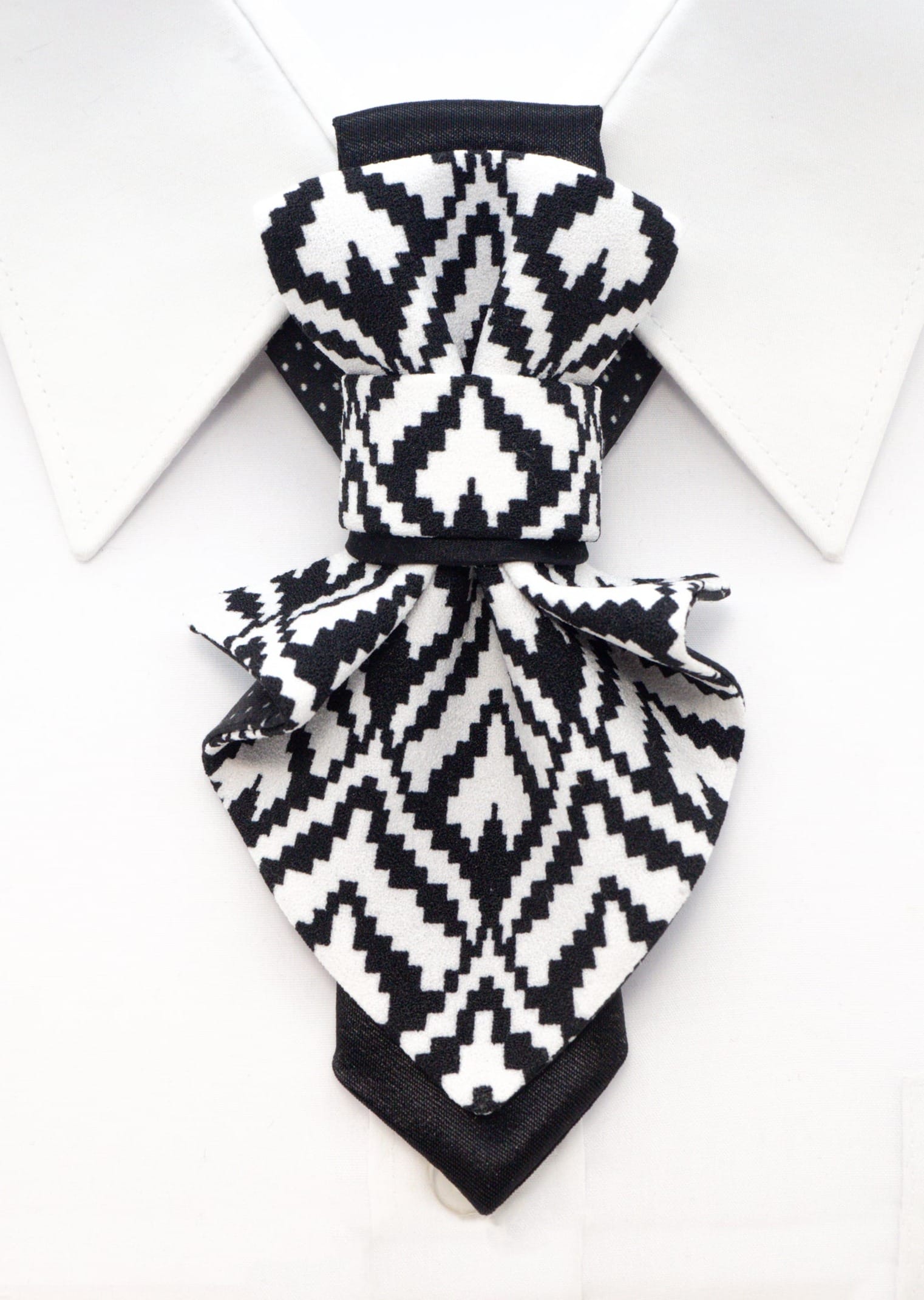 LADIES BOW TIE, Necktie for women, black and white tie for lady