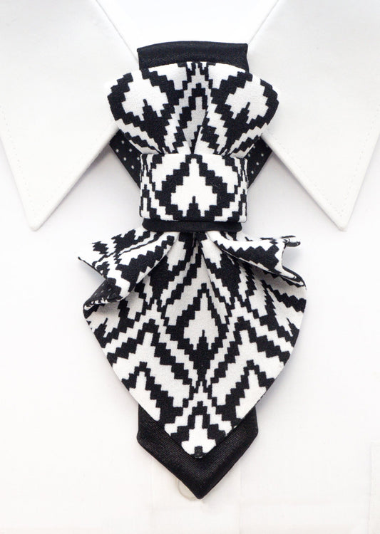 LADIES BOW TIE, Necktie for women, black and white tie for lady