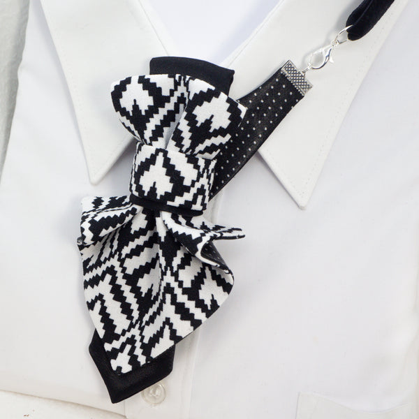 LADIES BOW TIE, Necktie for women, black and white tie for lady