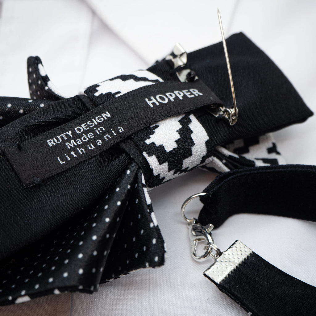 LADIES BOW TIE, Necktie for women, black and white tie for lady lack and white patterned fabric necklace, geometric design necktie, textile statement jewelry, modern neck accessory, unique fabric neckwear, monochrome patterned tie, fashion fabric necklace, handmade textile jewelry, bold geometric neckpiece, graphic pattern neck accessory, contemporary fabric design