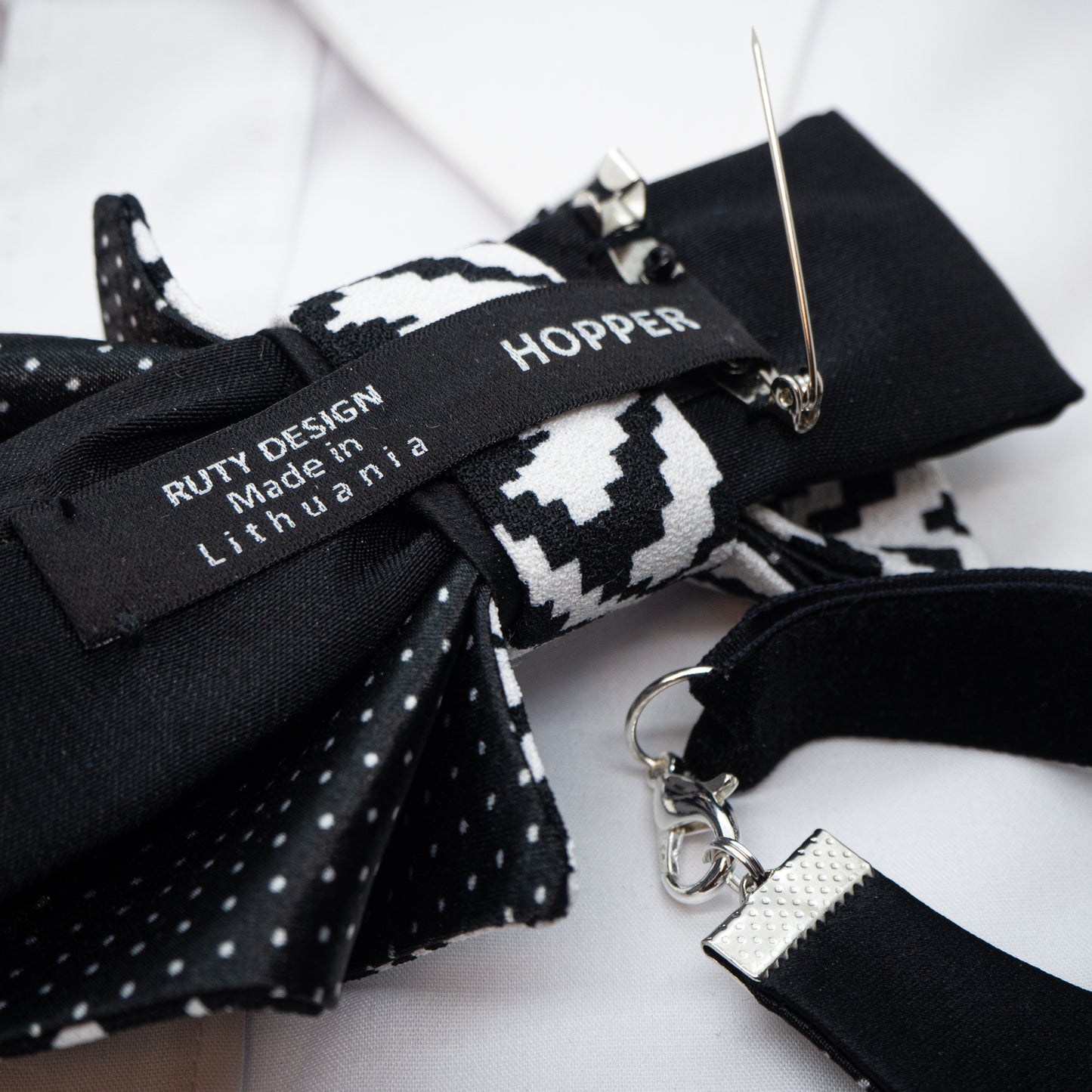 LADIES BOW TIE, Necktie for women, black and white tie for lady lack and white patterned fabric necklace, geometric design necktie, textile statement jewelry, modern neck accessory, unique fabric neckwear, monochrome patterned tie, fashion fabric necklace, handmade textile jewelry, bold geometric neckpiece, graphic pattern neck accessory, contemporary fabric design