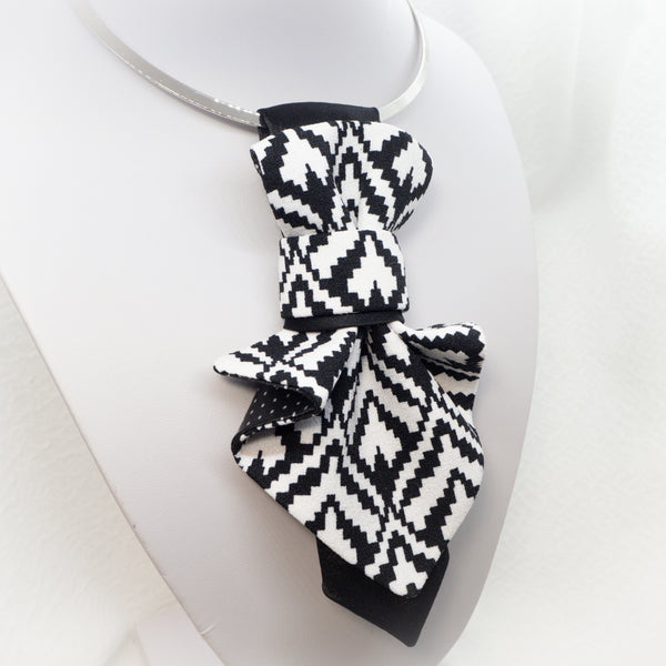 LADIES BOW TIE, Necktie for women, black and white tie for lady