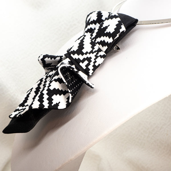 LADIES BOW TIE, Necktie for women, black and white tie for lady side view