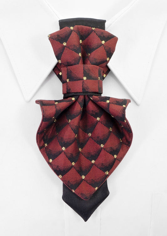 bordo Jabot necktie for women  Burgundy diamond necktie, modern jabot, red jabot necktie for women, unique bow tie for ladies, femme evening neckwear accessory, stylish neckwear for women, luxury handmade women’s tie, artistic women’s neck accessory, elegant statement necktie, designer jabot for special occasions, feminine formal neckwear, original artisan necktie, handmade fashion jabot bow, baroque-style women’s jabot, fashionable women's cravat