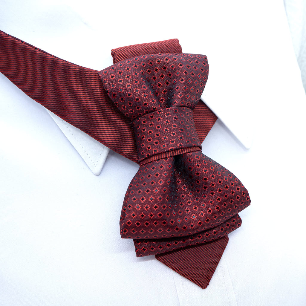 Red wedding bow tie, Red necktie for groom, bow tie for men