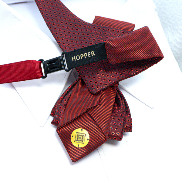 Red wedding bow tie, Red necktie for groom, bow tie for men back view