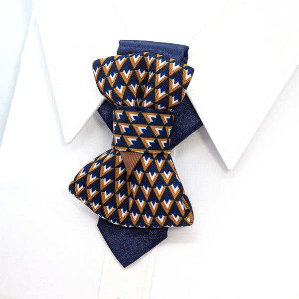 Bow tie with triangles, colorful bow tie, Blue hopper tie, vedding necktie