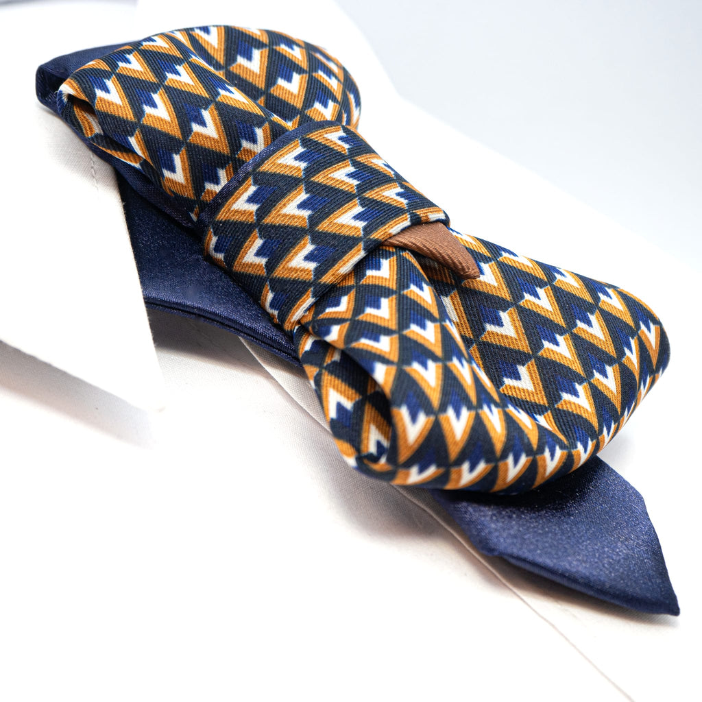 Bow tie with triangles, colorful bow tie, Blue hopper tie, vedding necktie