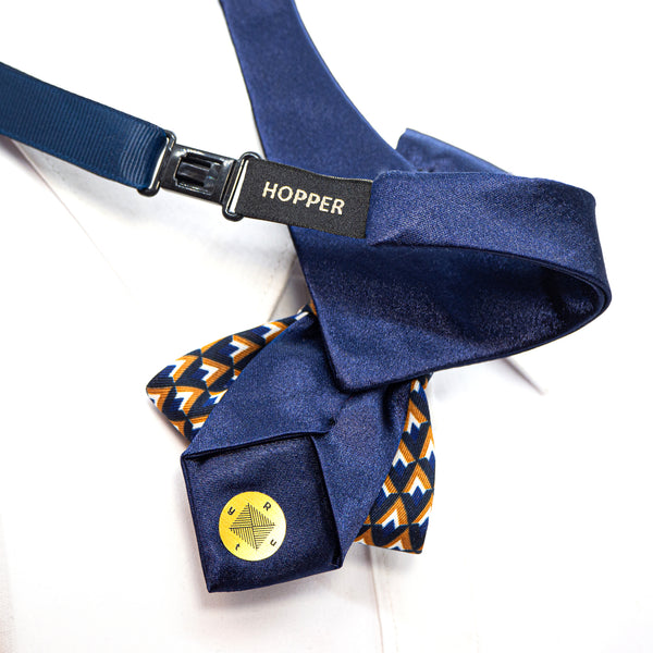 Bow tie with triangles, colorful bow tie, Blue hopper tie, vedding necktie