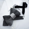 Bow tie with black and white strips, Elegant necktie, Hopper tie black and white