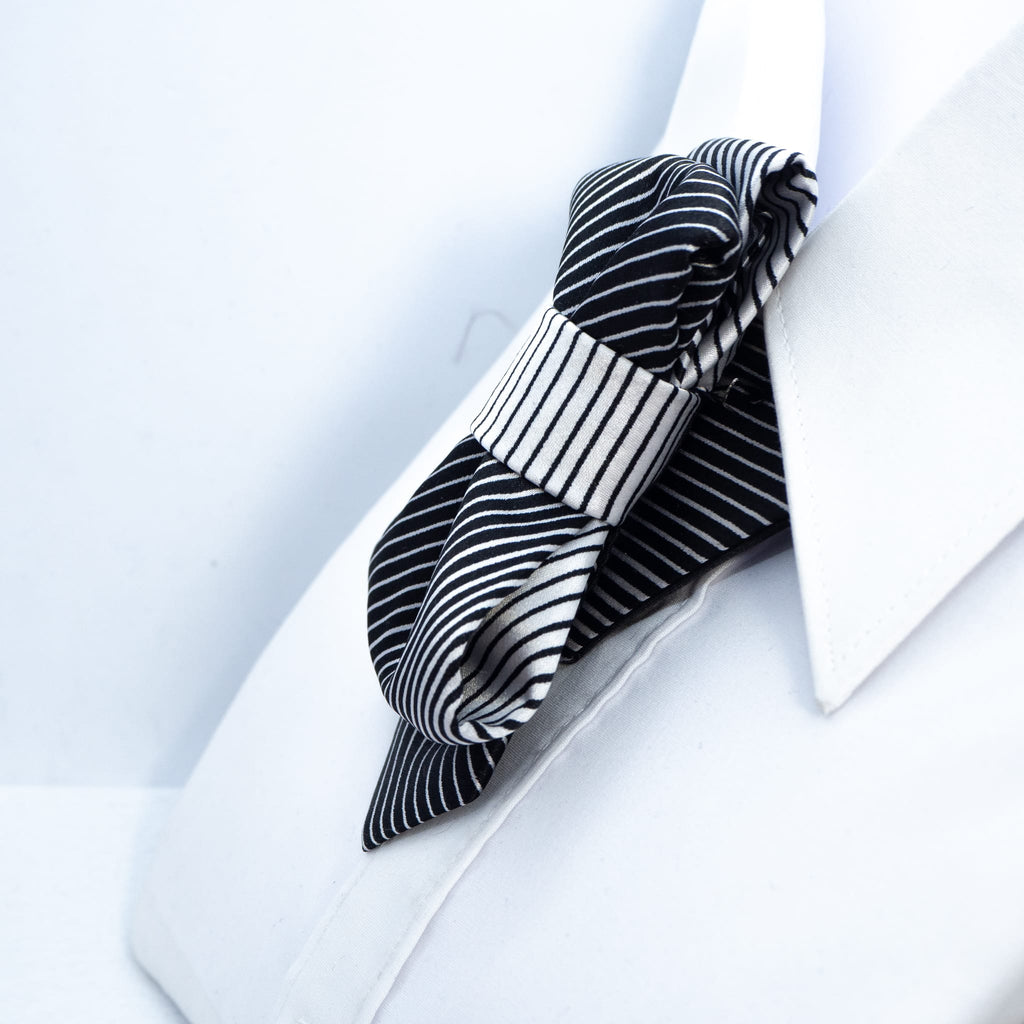 elegant tie, Bow tie with black and white strips, Elegant necktie, Hopper tie black and white