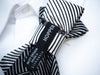Bow tie with black and white strips, Elegant necktie, Hopper tie black and white, Hopper tie made in lithuania